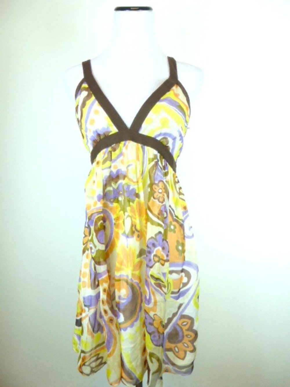 MILLY NEW YORK GOLD PURPLE FLORAL SILK dress 4